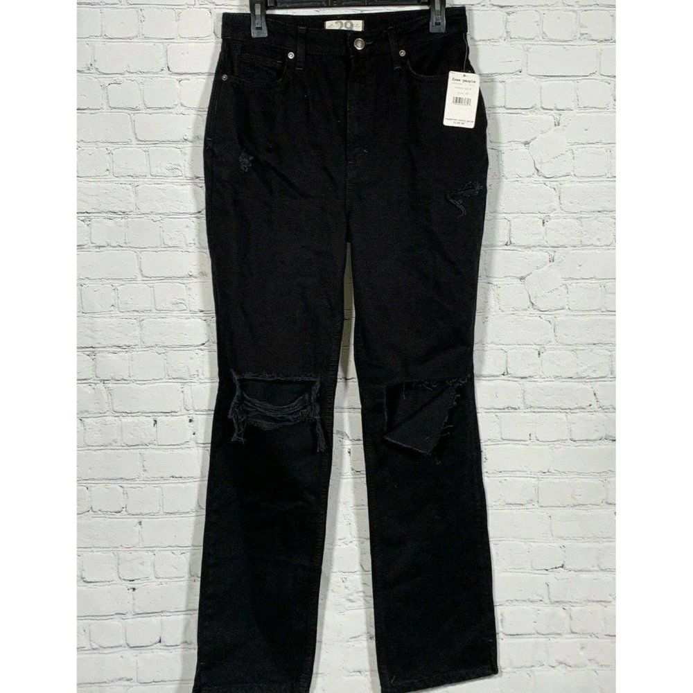 Free People Size 29 Black Gold Distressed Jeans